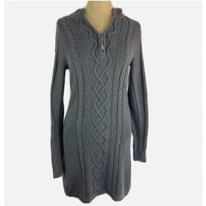 Athleta Hut to Hut Gray Hooded Cable Knit Dress